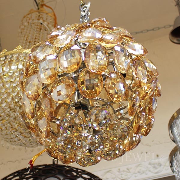 【1台在庫有！】デザインペンダントシャンデリア 3灯 オレンジ系(φ250×H400mm)