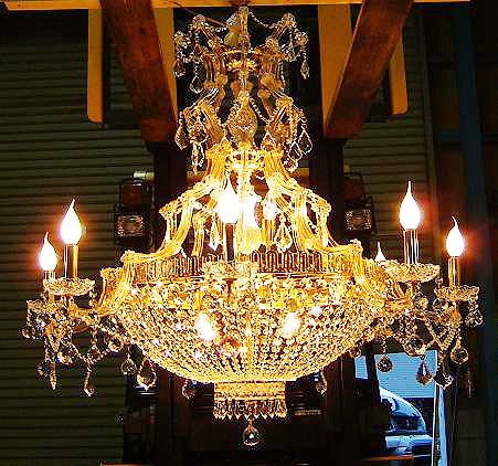 【LA LUCE】大型エンパイア・クリスタルシャンデリア 18灯(W950×H920mm)