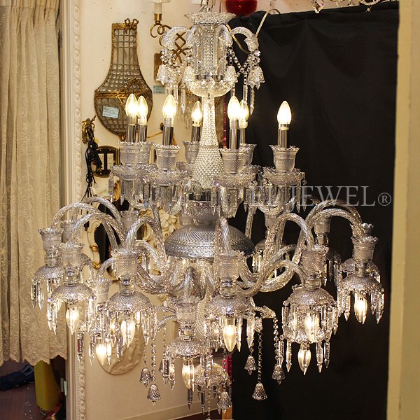 【LA LUCE】デザインクリスタルシャンデリア 26灯 クローム(W1080×H1300mm)