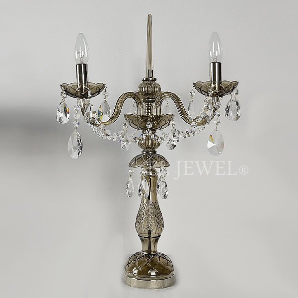 【JOSEF WRANOVSKY】チェコクリスタルテーブルライト 3灯 グレー(W380×H660mm)*