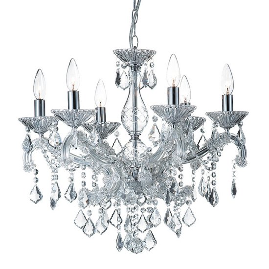 アンティーク調シャンデリア「キャッスル6」 クローム(W580×H550mm)