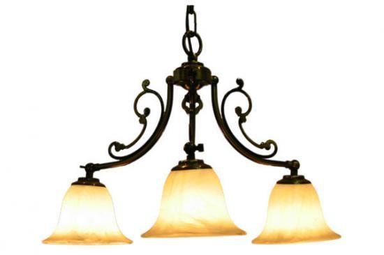 <b>【LAMPS】</b>アンティーク調ガラスシェードシャンデリア 3灯(W430×D430×H370mm)