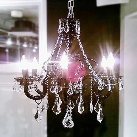 アスフールクリスタルシャンデリア 6灯 「ブラック6・クリスタル