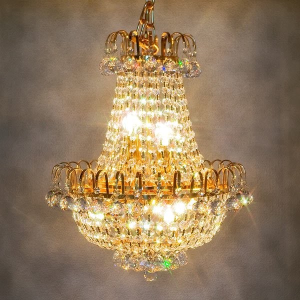 【LA LUCE】エンパイア型クリスタルシャンデリア 6灯(W420×H500mm)