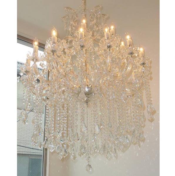 【LA LUCE】クリスタルシャンデリア 24灯 クローム(W900×H1200mm)