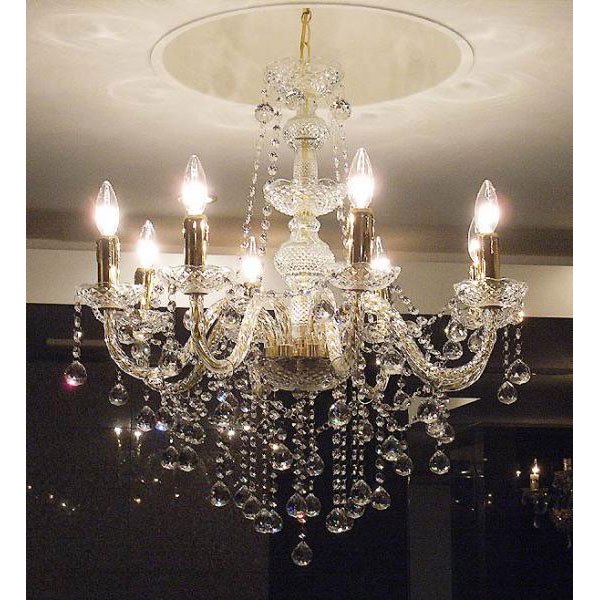 【LA LUCE】アスフールクリスタル シャンデリア 8灯 ゴールドorクローム(W700×H750mm)