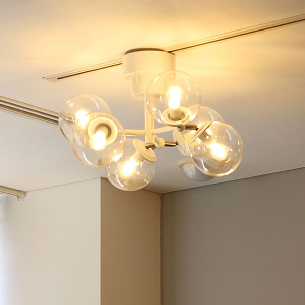 モダン照明 ガラスボール LEDシーリングライト「TINY GLASS CEILING LIGHT 6」White（φ560×H290mm）