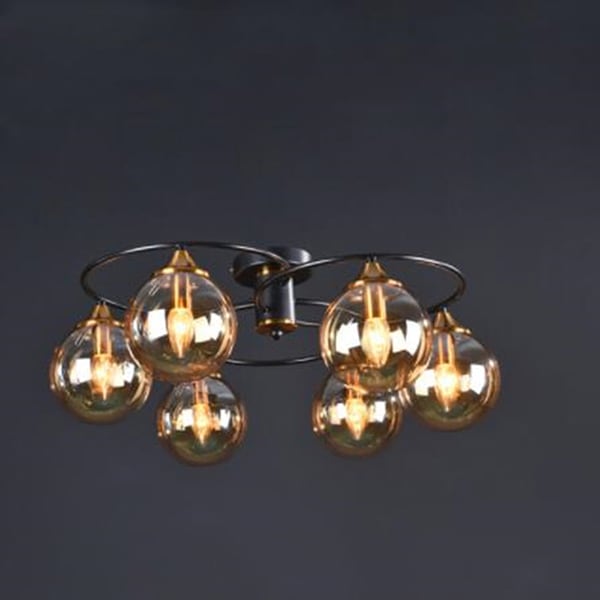 インテリア照明 北欧スタイル ガラスボールシェード 6灯（Ｗ680×H240ｍｍ）
