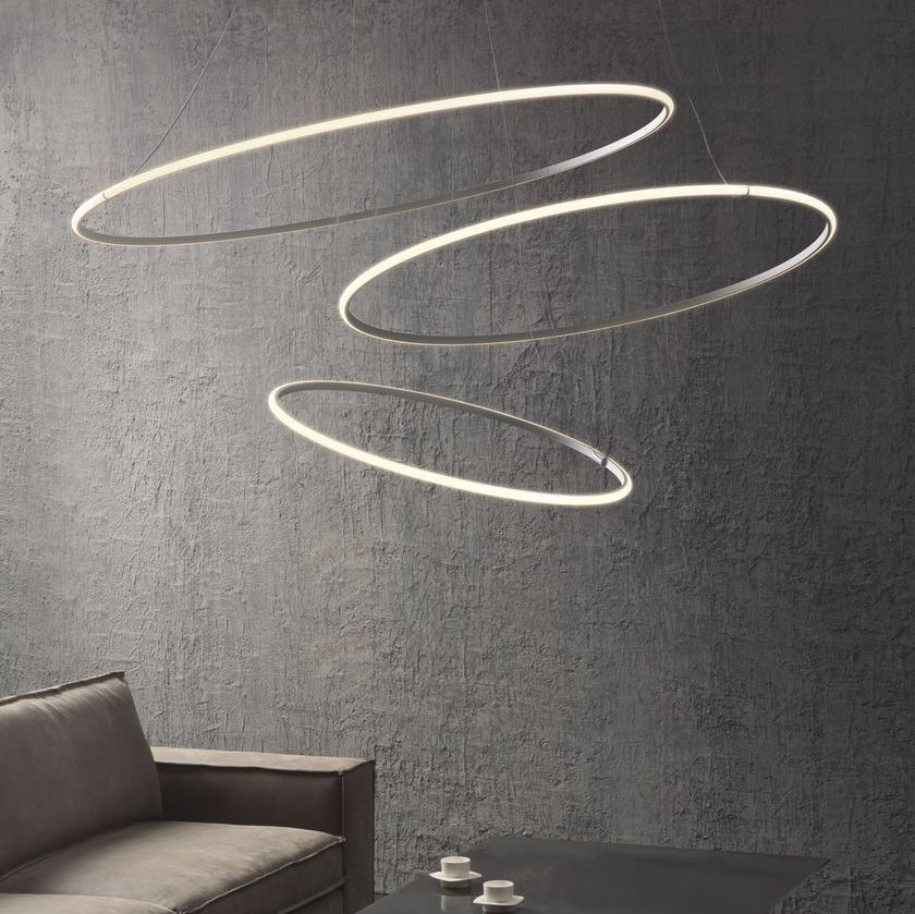 【Fabbian】イタリア デザイン照明 ペンダントライト 「OLYMPIC」ホワイト／ブロンズ（W1387mm）