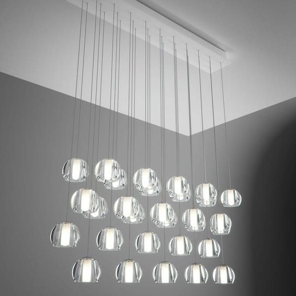 【Fabbian】イタリア デザイン照明 ペンダントライト「MULTISPOT BELUGA」30 クリア（W840mm）