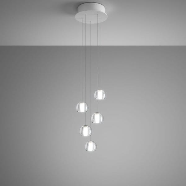 【Fabbian】イタリア デザイン照明 ペンダントライト「MULTISPOT BELUGA」5 クリア（W240mm）