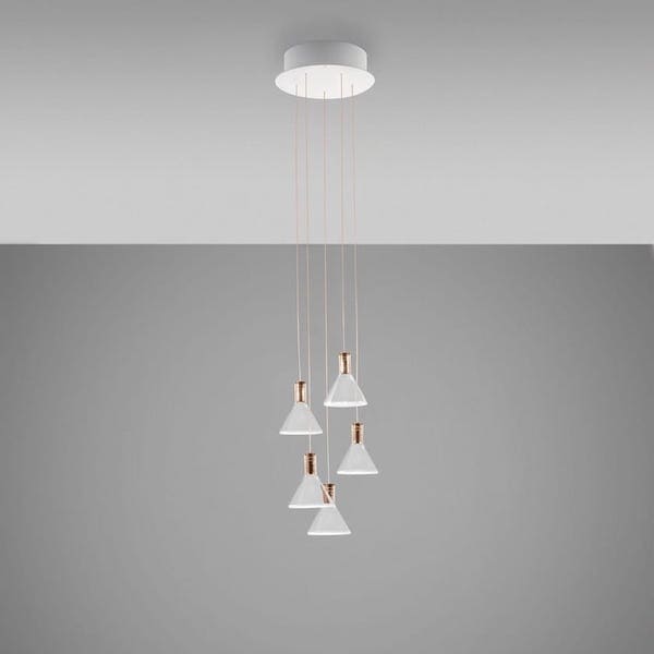 【Fabbian】イタリア デザイン照明 ペンダントライト「MULTISPOT POLAIR」5 クリア（W240mm）