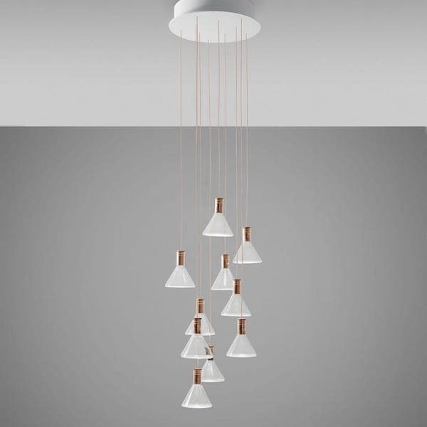 【Fabbian】イタリア デザイン照明 ペンダントライト「MULTISPOT POLAIR」10 クリア（W310mm）