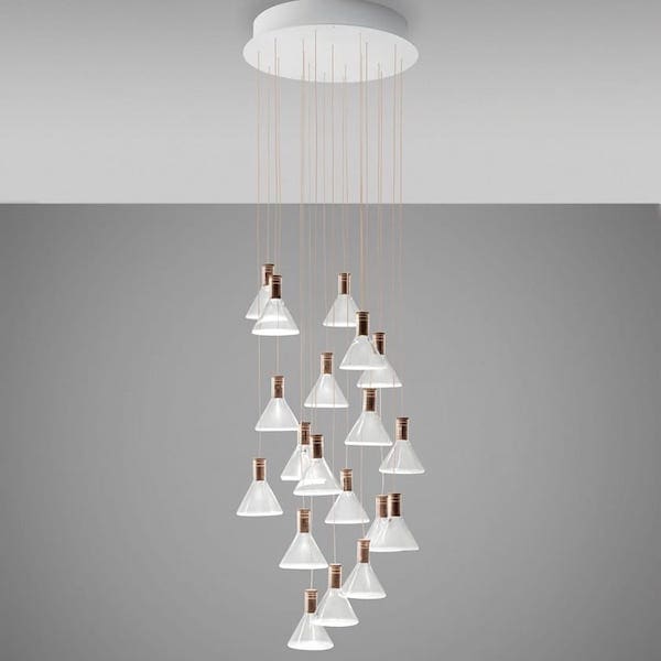 【Fabbian】イタリア デザイン照明 ペンダントライト「MULTISPOT POLAIR」20 クリア（W390mm）