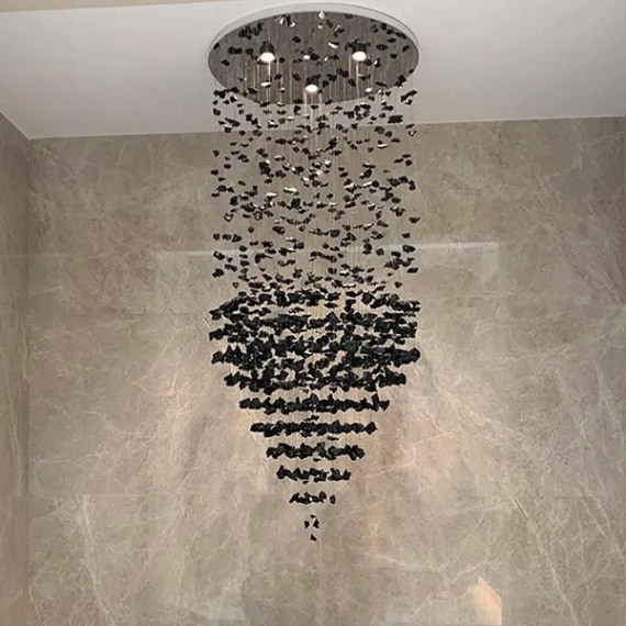 ワイヤーアート・クリスタルシーリングシャンデリア ラウンド ブラック（D400～1000ｍｍ）