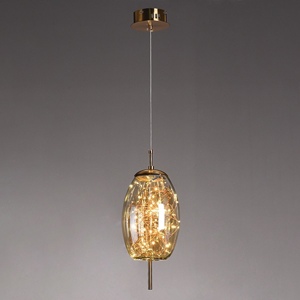 【リーズナブル】モダン照明　LEDペンダントライト　Amber／Smoke-Gray（D170×H410mm） 