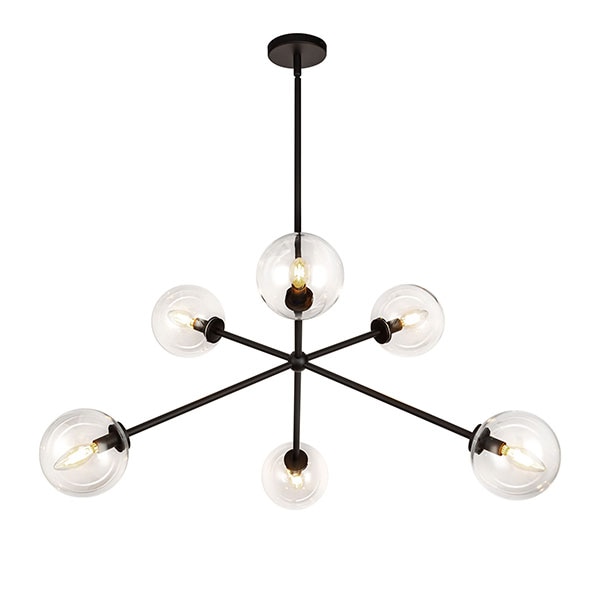 【Alora】アメリカ  デザイン照明 ペンダントライト 「Cassia」6灯 ブラック（W1004×H417mm）