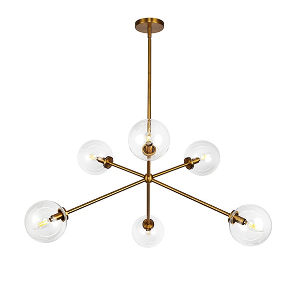 【Alora】アメリカ  デザイン照明 ペンダントライト 「Cassia」6灯 ゴールド（W1004×H417mm）