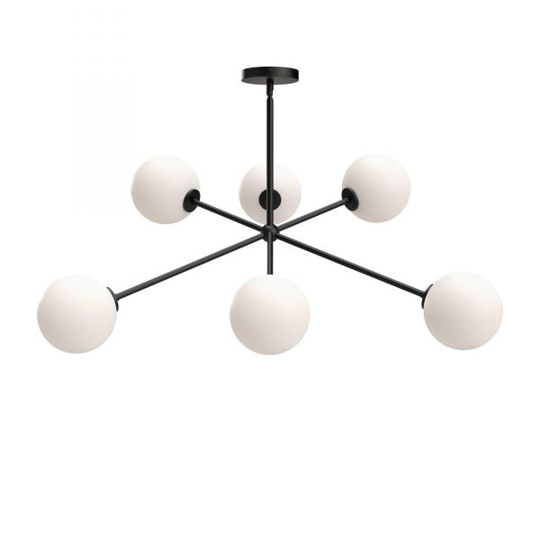 【Alora】アメリカ  デザイン照明 ペンダントライト 「Cassia」6灯 ブラック（W1004×H417mm）