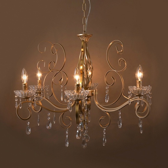 クリスタルシャンデリア 6灯「MODI」Gold（φ790×H560mm）