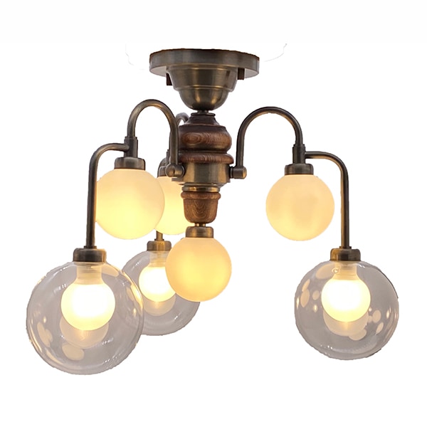 【LAMPS】ガラスシェード シーリングライト 7灯（W405×H350×D355mm）