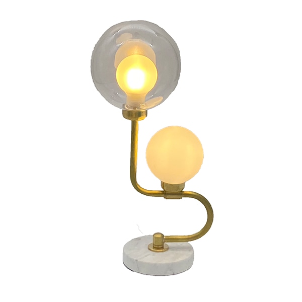 【LAMPS】ガラスシェード テーブルライト 2灯（W120×H350×D175mm）