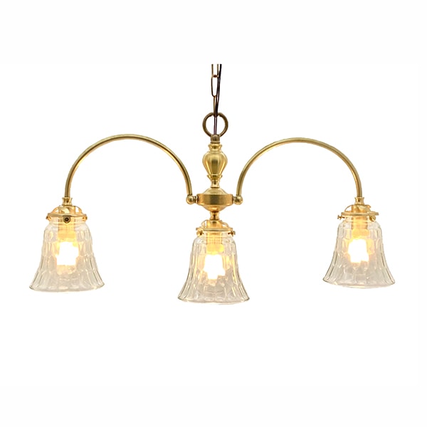 【LAMPS】ガラスシェード ペンダントランプ 3灯（W630×H820×D125mm）