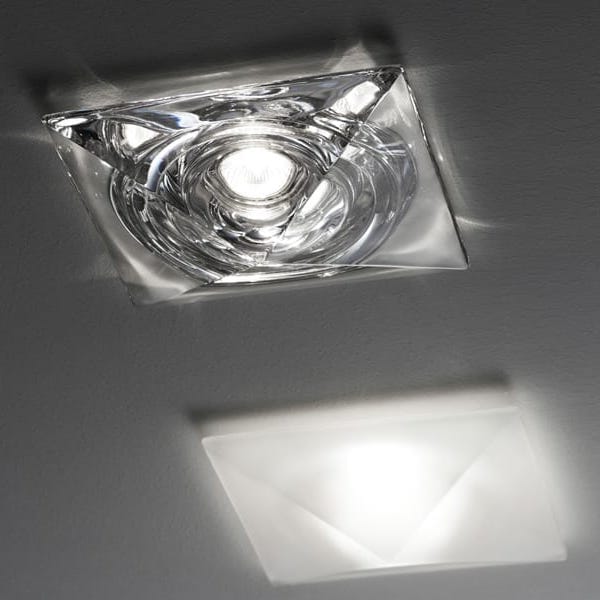 【Fabbian】イタリア デザイン照明 ダウンライト「CHEOPE」クリア／ホワイト 集積LED（W140×D140mm）
