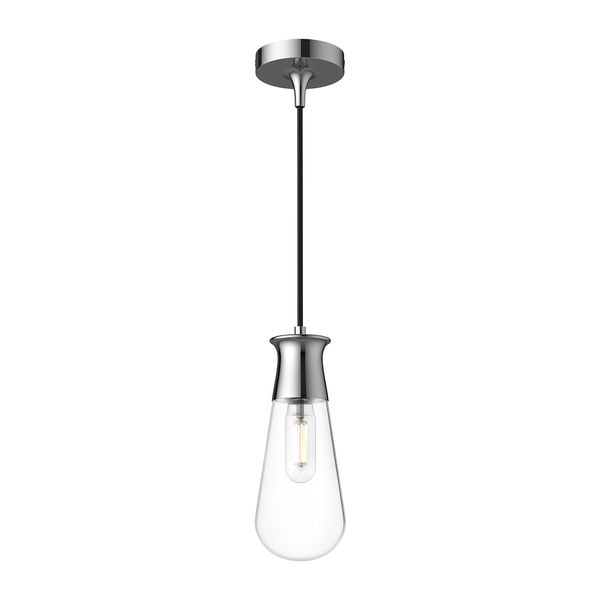 【Alora】アメリカ  デザイン照明ペンダントライト 「Marcel」 1灯 クローム（W112×H286mm）