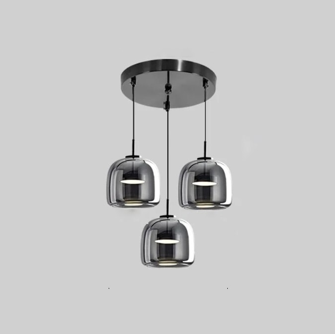 デザイン照明 LEDペンダントライト Smoky-Gray 3灯 ラウンド（φ180／230mm）