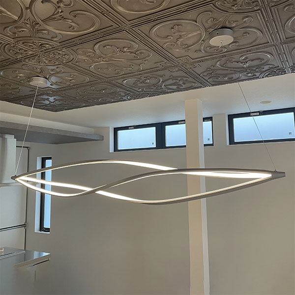 【1台在庫有！】デザイン照明 LEDペンダントライト クローム (W1830mm)