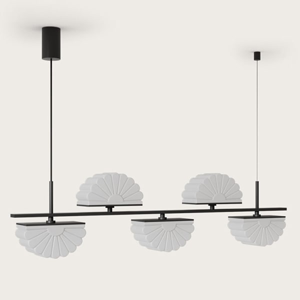 【aromas】 スペイン・インテリア照明「Gina」ペンダントライト 5灯 ブラック／ゴールド (W1100×H215mm)