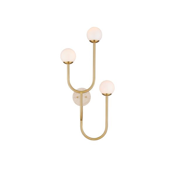 【CURREY】アメリカ・ウォールライト「Highsmith」3灯 ブラス (W439×D286×H915mm)