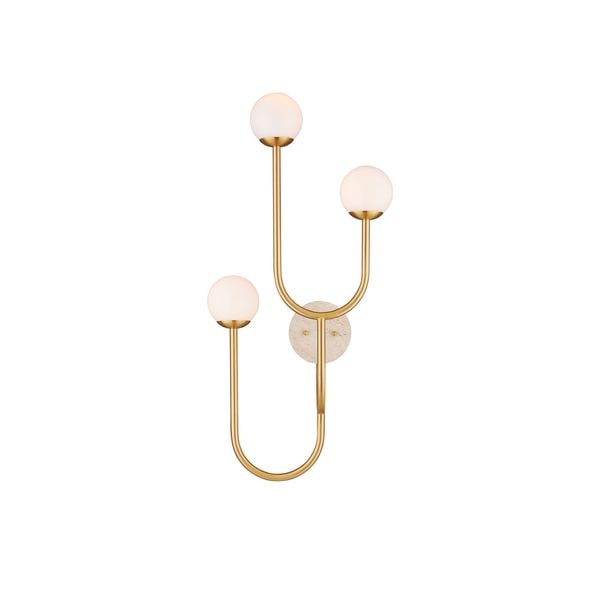 【CURREY】アメリカ・ウォールライト「Highsmith」3灯 ブラス (W439×D286×H915mm)