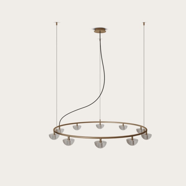 【1台在庫有！】【aromas】 スペイン・インテリア照明「HADO」ペンダントライト 10灯 ゴールド (W900mm)