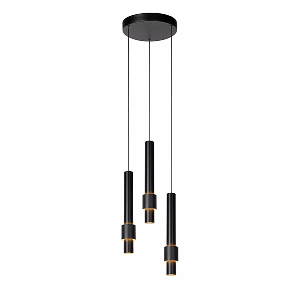 【LUCIDE】ベルギー シーリングペンダントライト ラウンド「MARGARY」Black 3灯（φ250×H355mm）