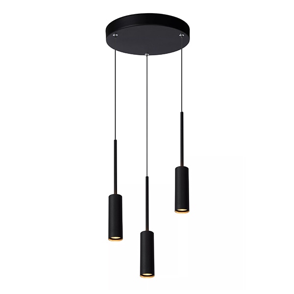 【LUCIDE】ベルギー シーリングペンダントライト ラウンド「TUBULE」Black 3灯（φ260mm）