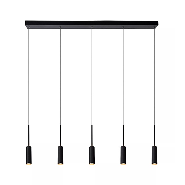 【LUCIDE】ベルギー シーリングペンダントライト「TUBULE」Black 5灯（H335mm）
