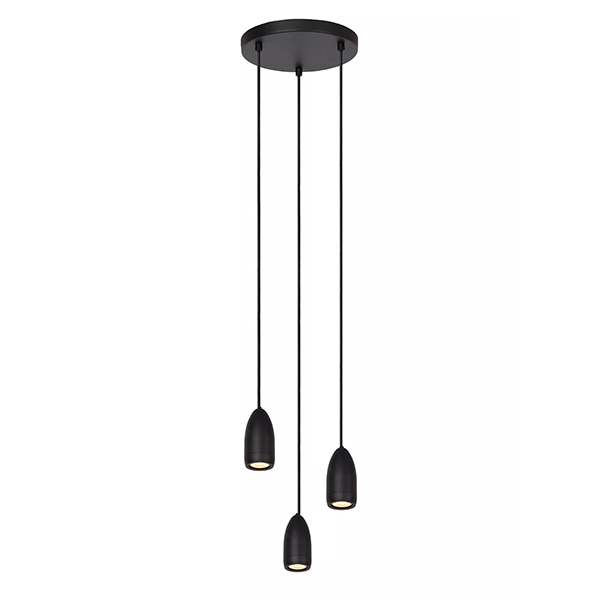 【LUCIDE】ベルギー ペンダントライト ラウンド「EVORA」Black 3灯（φ60mm）