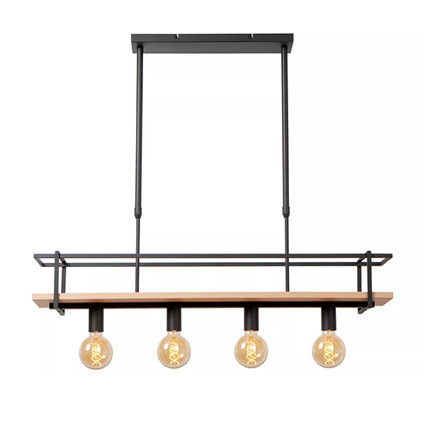 【LUCIDE】ベルギー デザイン照明 シーリングライト「MILONGA」Black 4灯（W1000×D200mm）