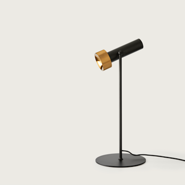 【aromas】 スペイン・インテリア照明「FOCUS」テーブルライト 1灯 ブラック／ゴールド (W250×D250×H600mm)