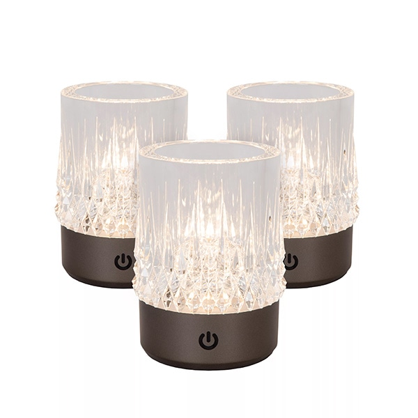 【LUCIDE】ベルギー 充電式テーブルライト「LILY」Gun Metal（φ80×H103mm）