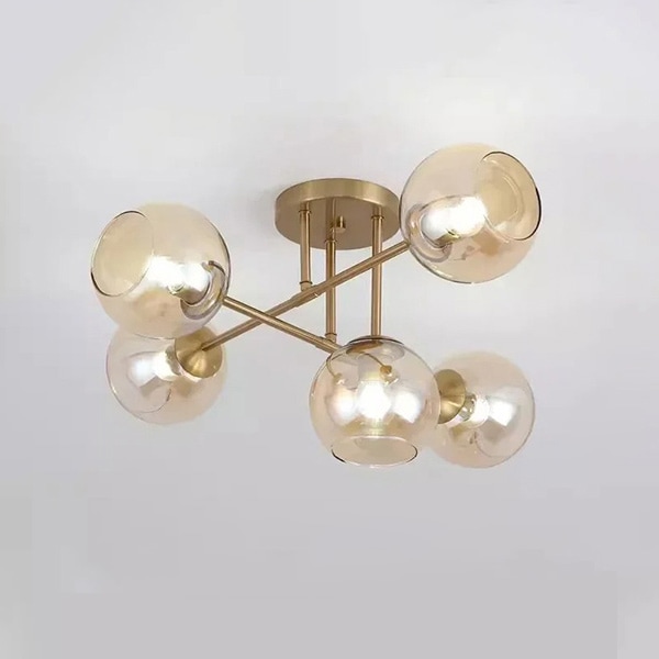 デザイン照明 ガラスボールシェード LEDシーリングライト 5／6