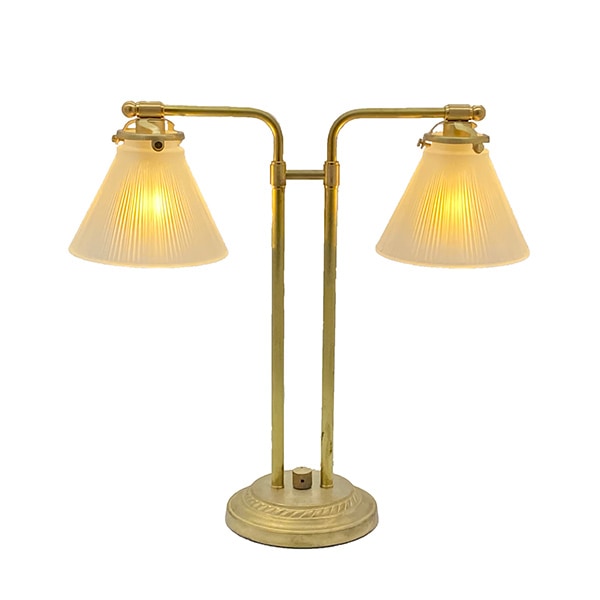 <b>【LAMPS】</b>ガラスシェード テーブルランプ 2灯（W450×D150×H420mm）