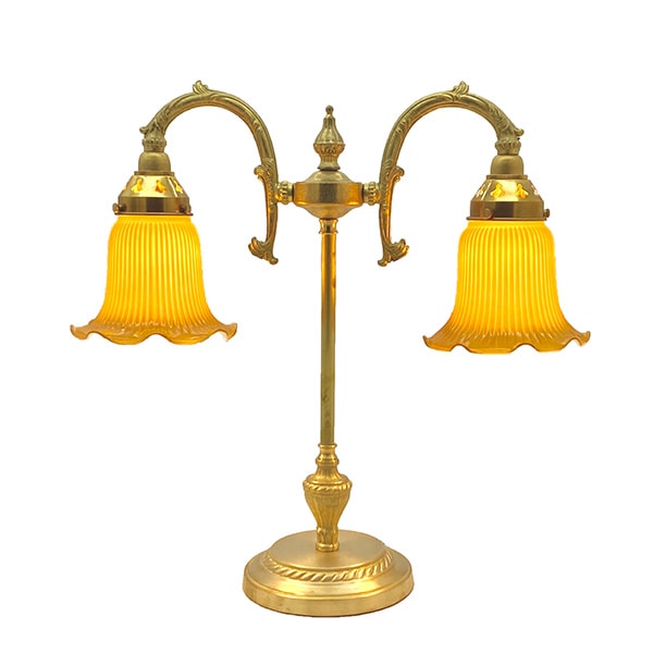 <b>【LAMPS】</b>ガラスシェード テーブルランプ 2灯（W450×D150×H450mm）