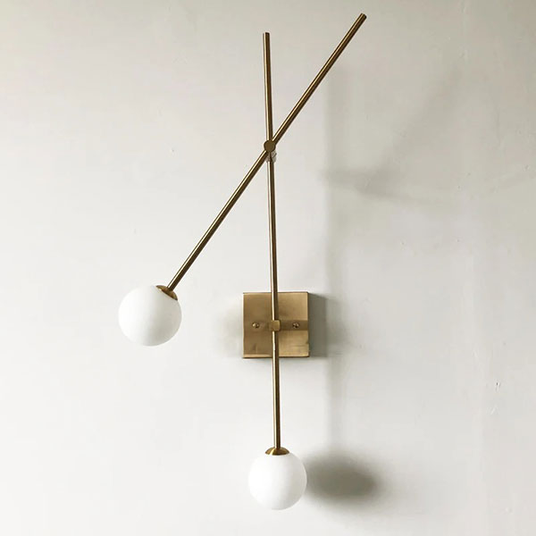 【リーズナブル】デザイン照明　LEDガラスボールシェード　ウォールライト　ゴールド／ブラック（W280×H920mm） ウォールライト・ブラケットライト