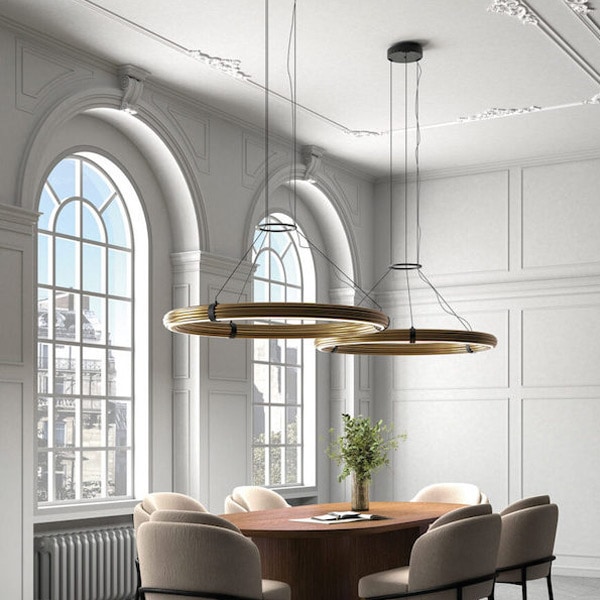 【aromas】 スペイン・インテリア照明「ELLI」ペンダントライト ブラック／ゴールド (φ1075×H75mm)