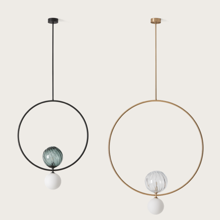 【aromas】 スペイン・インテリア照明「LEVEL」ペンダントライト 2灯 ブラック／ゴールド (W800mm)