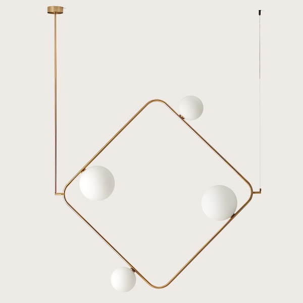 【aromas】 スペイン・インテリア照明「GRUYE」ペンダントライト 4灯 ブラック／ゴールド (W800mm)