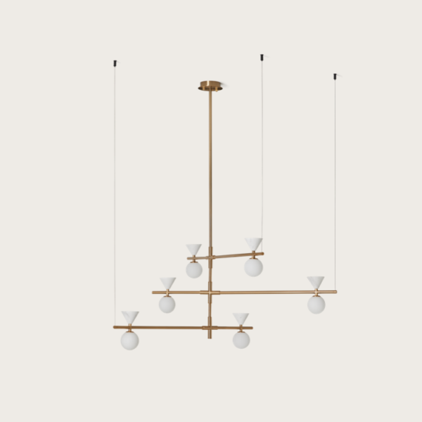 【aromas】 スペイン・インテリア照明「ONETA L」ペンダントライト 6灯 ブラック／ホワイト (W915×H435mm)